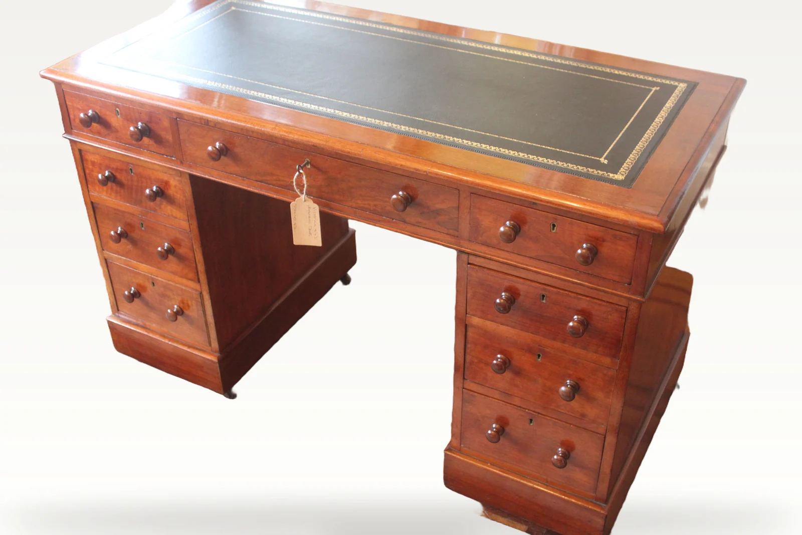Victorian mahogany pedestal desk — view 2