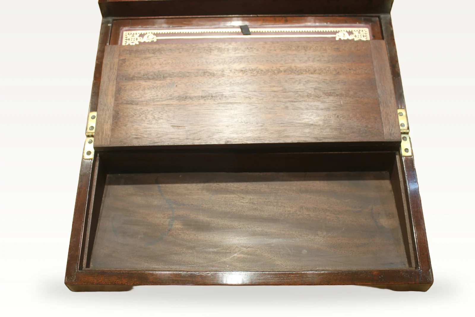 Late Georgian mahogany campaign bi-fold writing slope — view 6