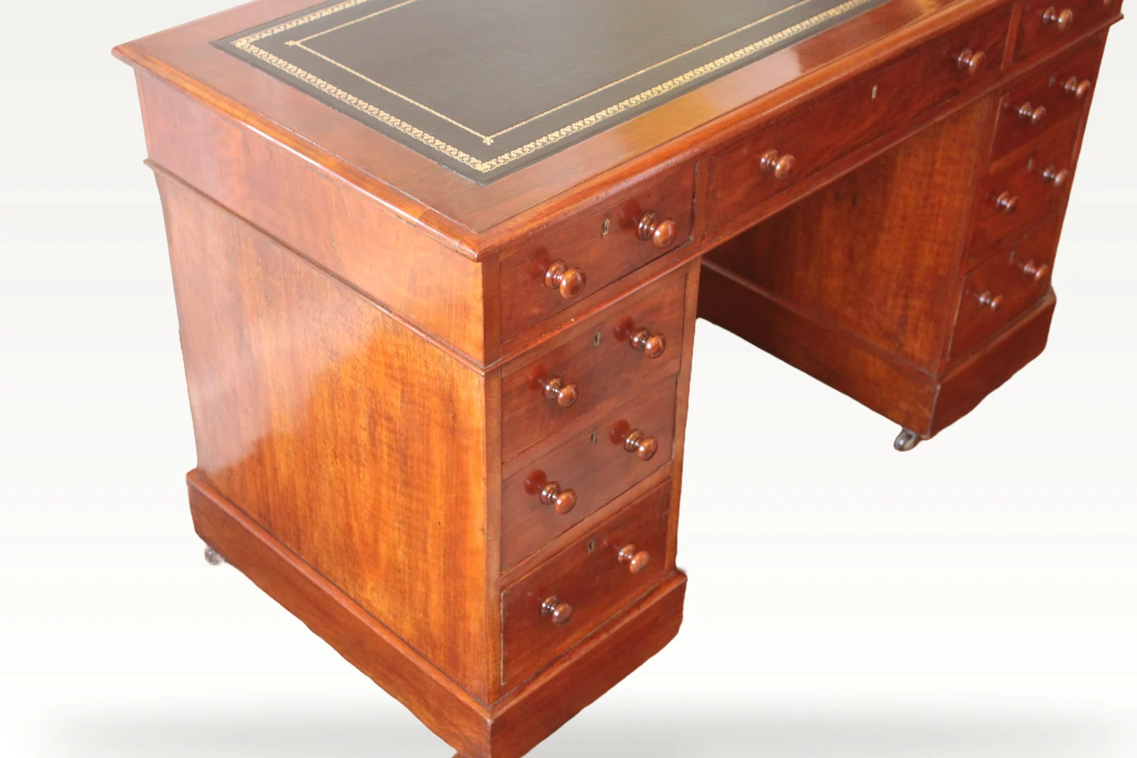 Victorian mahogany pedestal desk — view 4