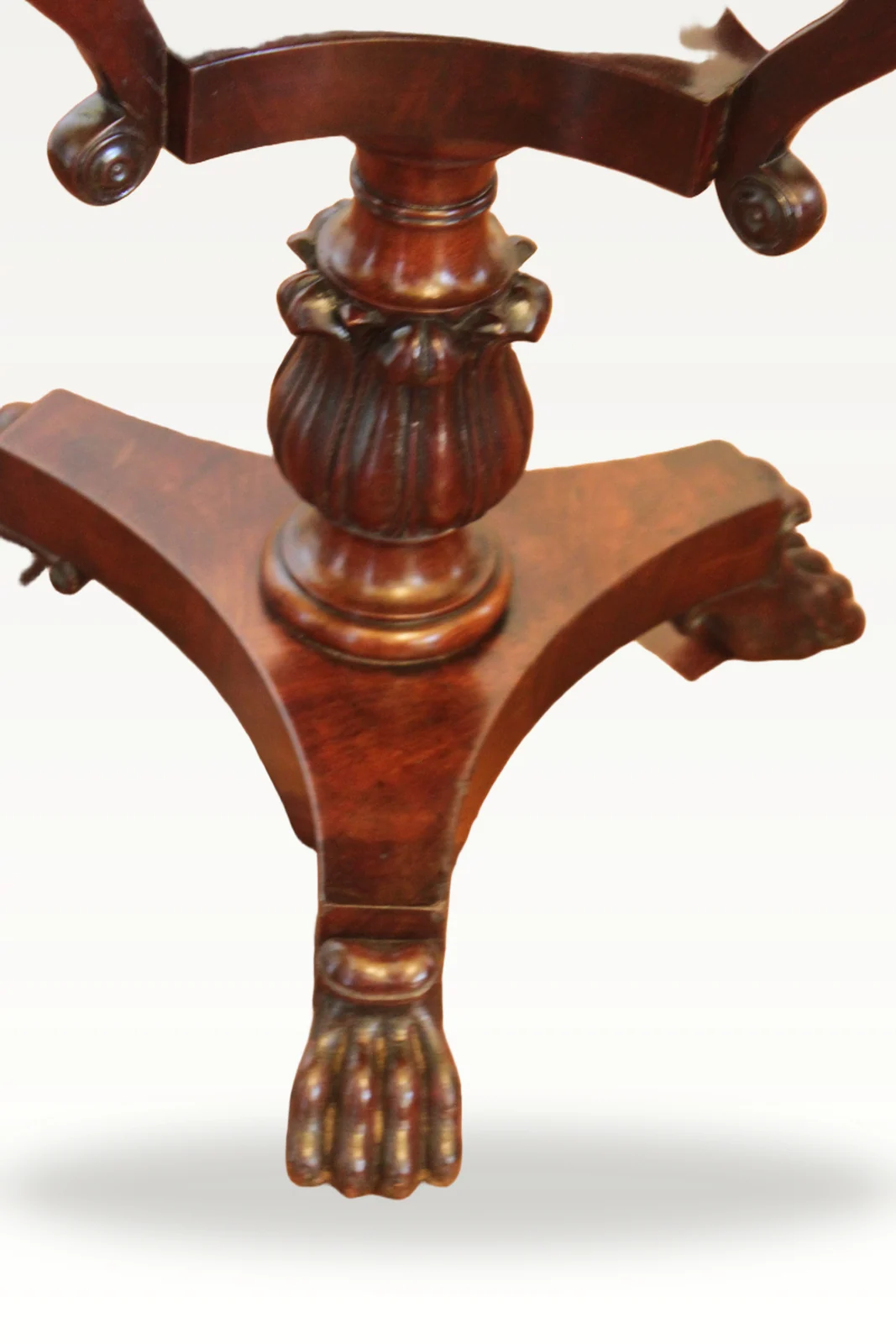 A lovely early Victorian curl grain mahogany sewing/work table — view 10