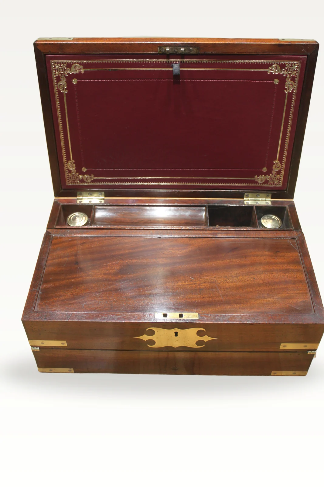 Late Georgian mahogany campaign bi-fold writing slope — view 4