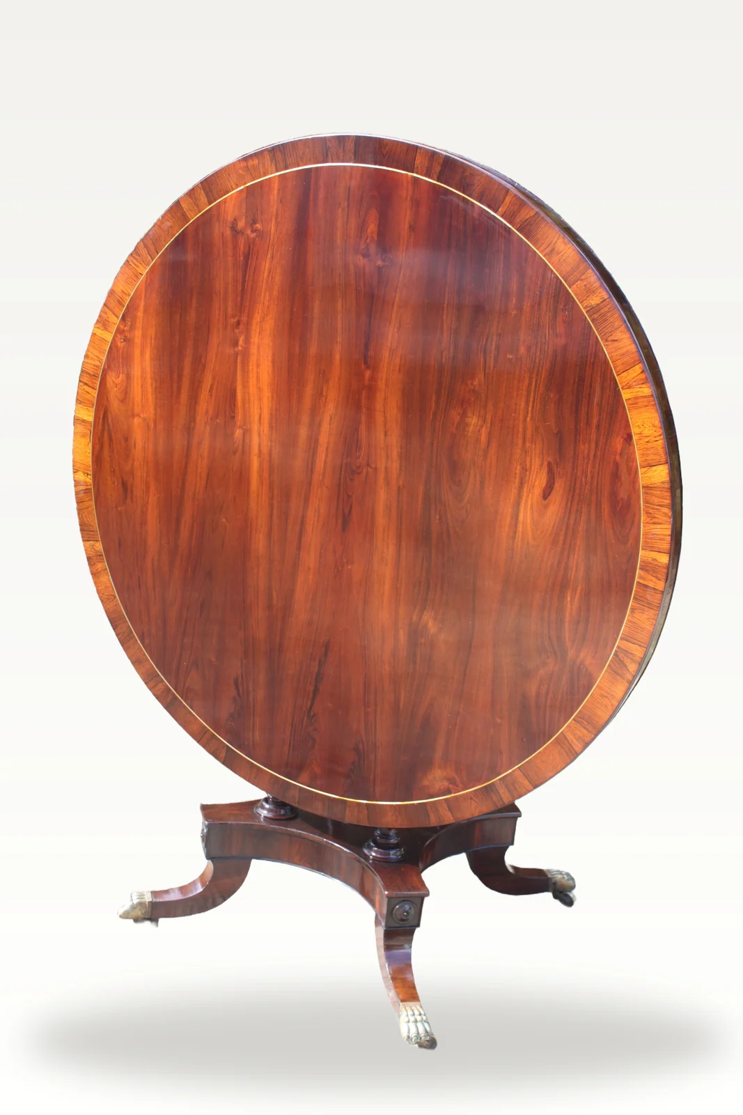 Regency period rosewood and brass inlaid centre or breakfast table — view 4