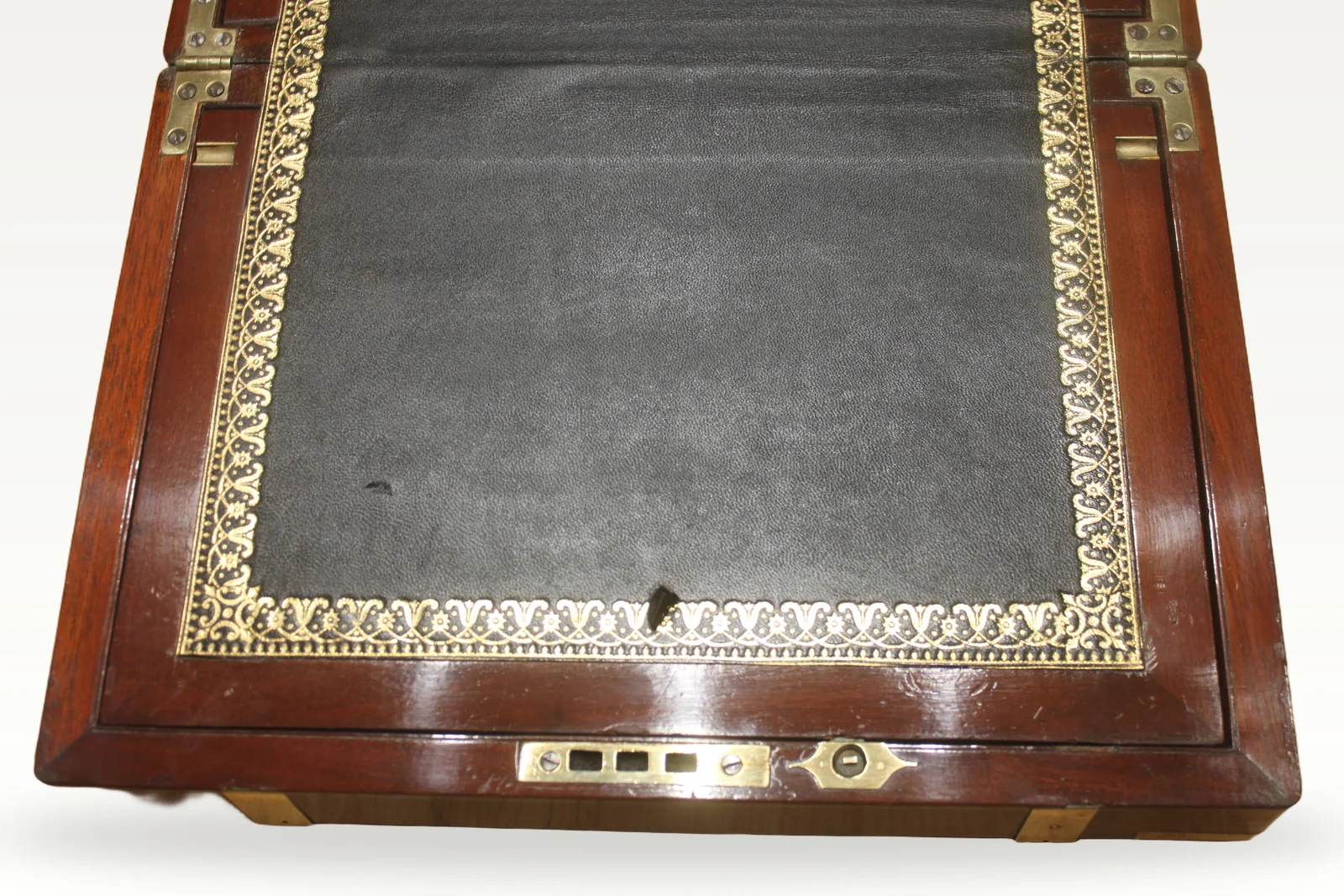 Campaign style mahogany writing slope with secret drawers — view 6