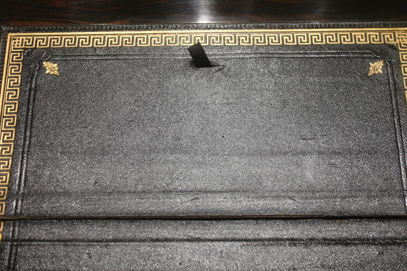 Victorian walnut and brass bound writing slope with secret drawers — view 12