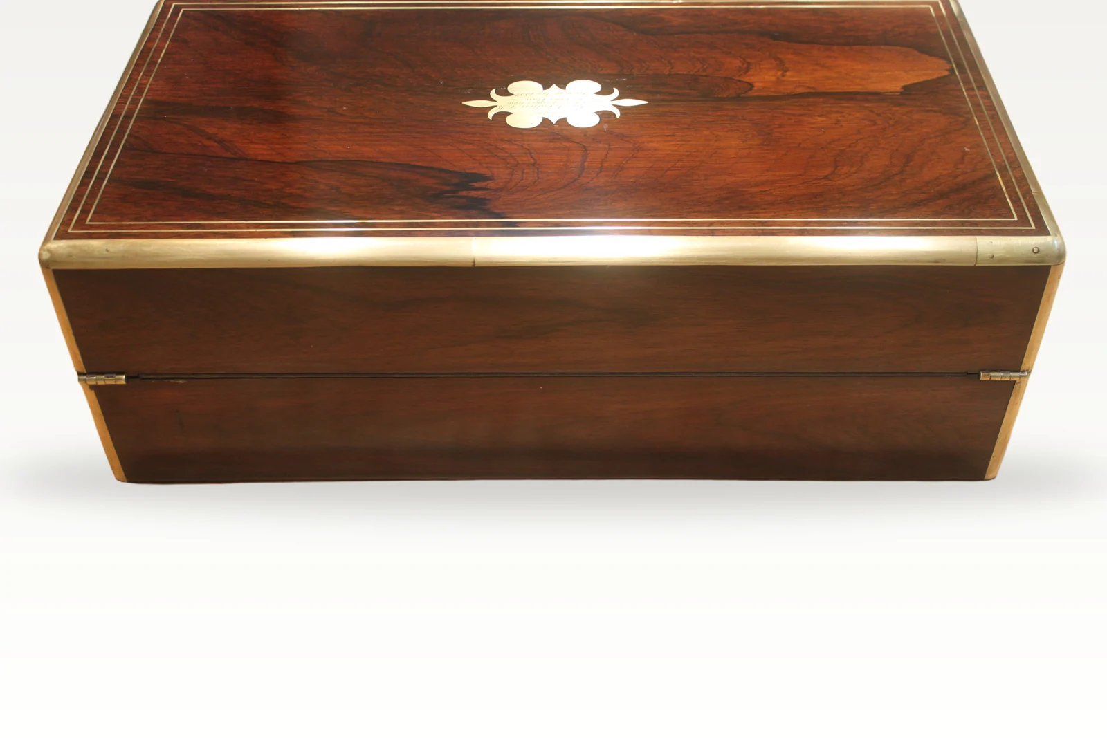 A large 19th century rosewood writing slope with brass inlay — view 3