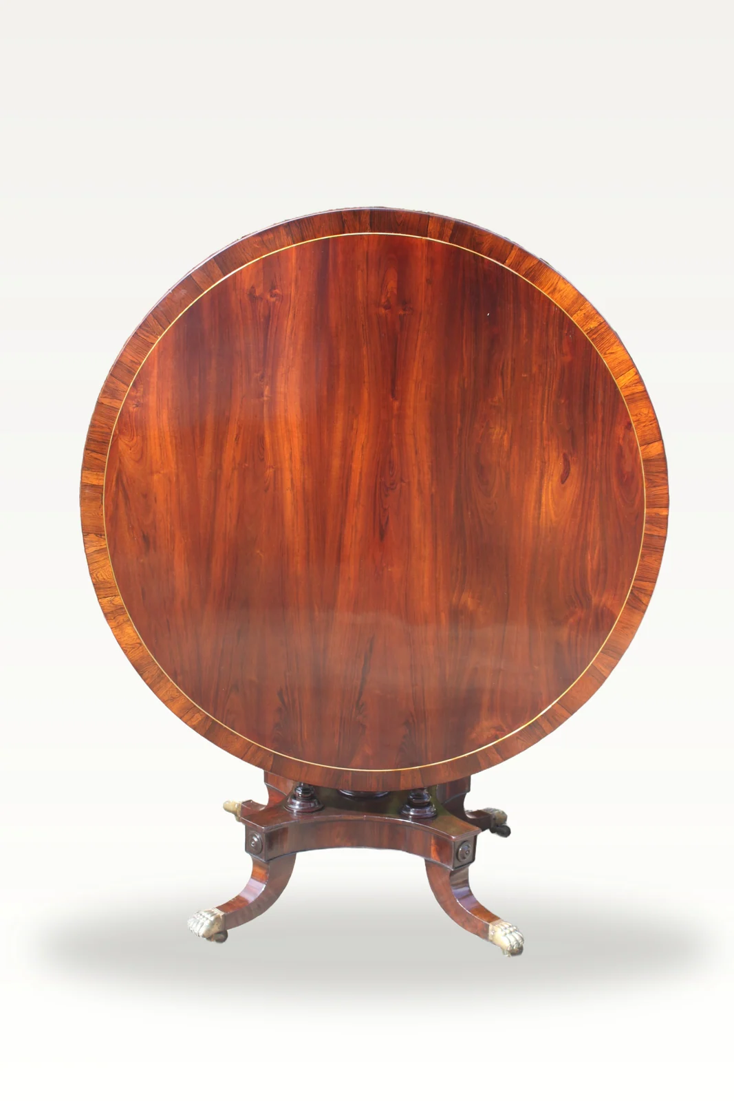 Regency period rosewood and brass inlaid centre or breakfast table — view 5