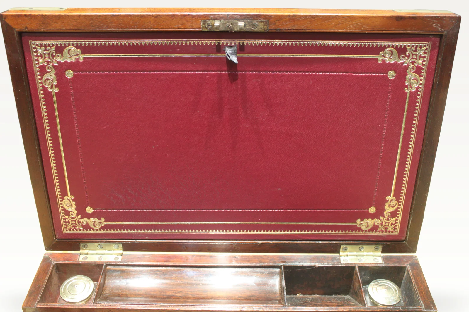 Late Georgian mahogany campaign bi-fold writing slope — view 9