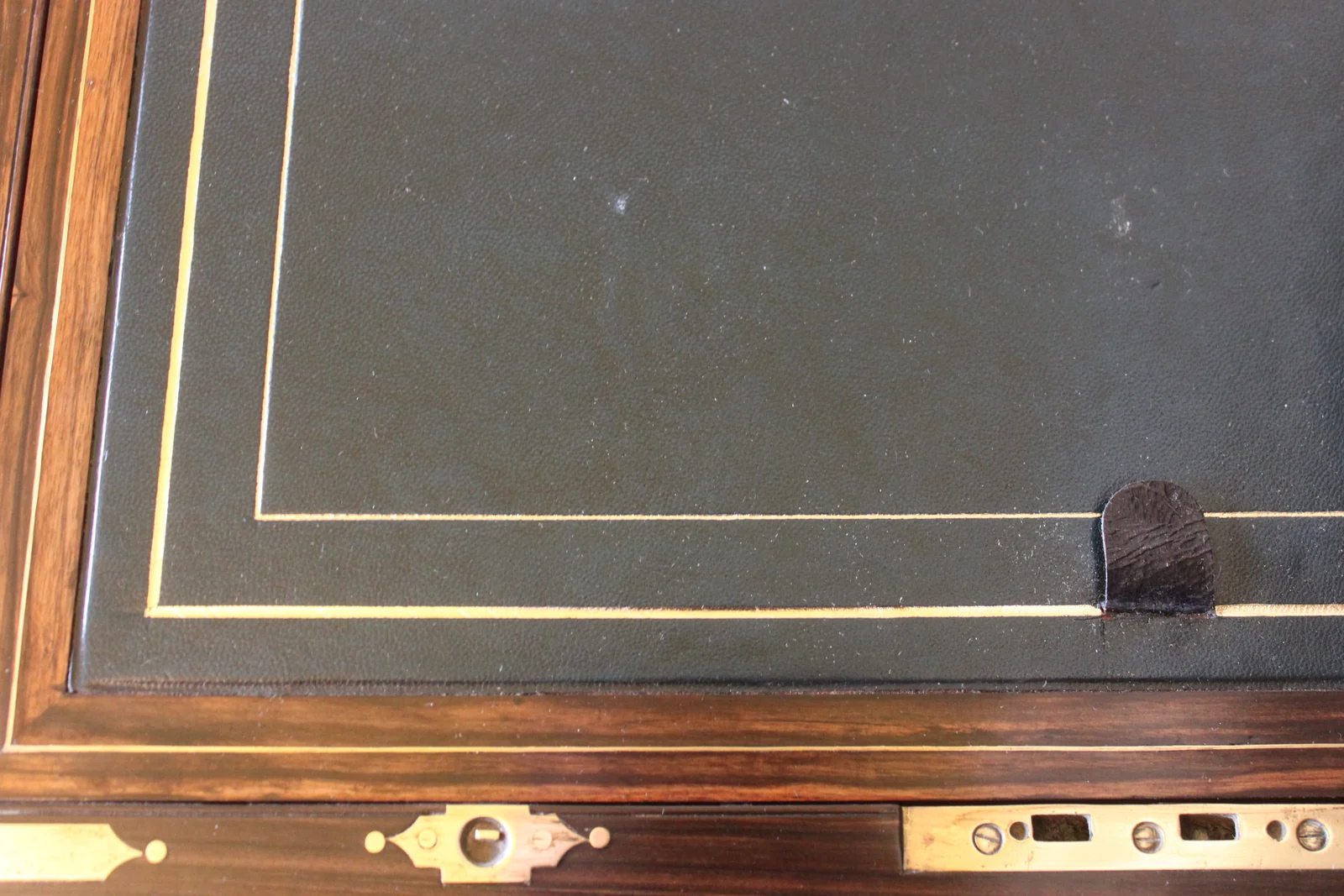 Victorian burr walnut writing slope with secret drawers and compartment. — view 7