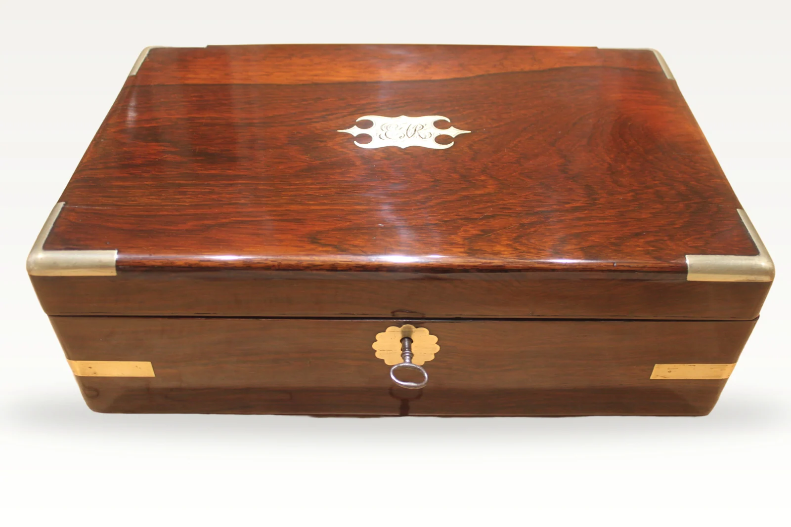 Victorian rosewood and brass bound writing slope — view 2