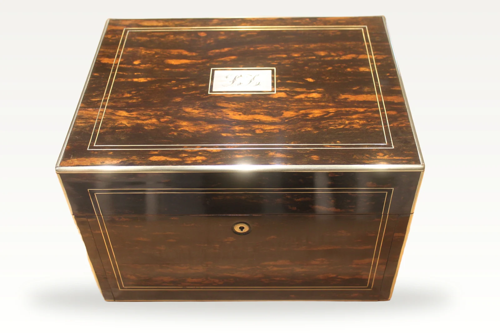 A ladies Victorian Coromandel travelling dressing and jewellery box