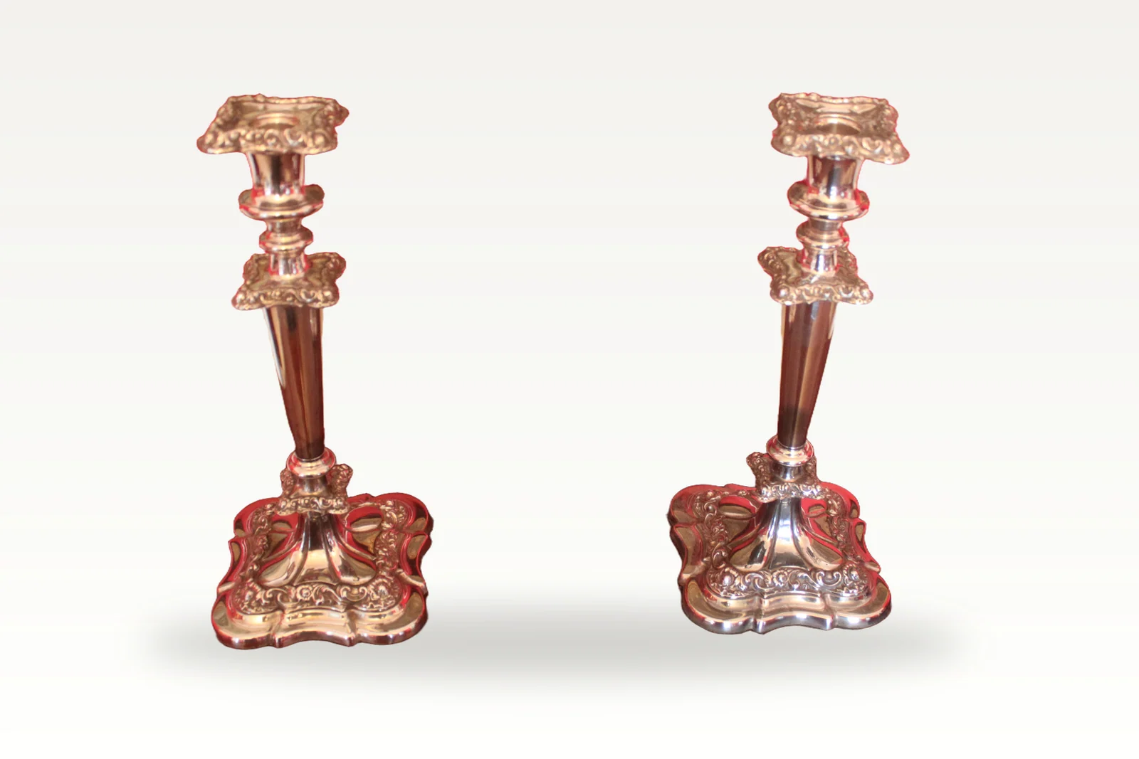 Pair of Victorian silver plated candlesticks