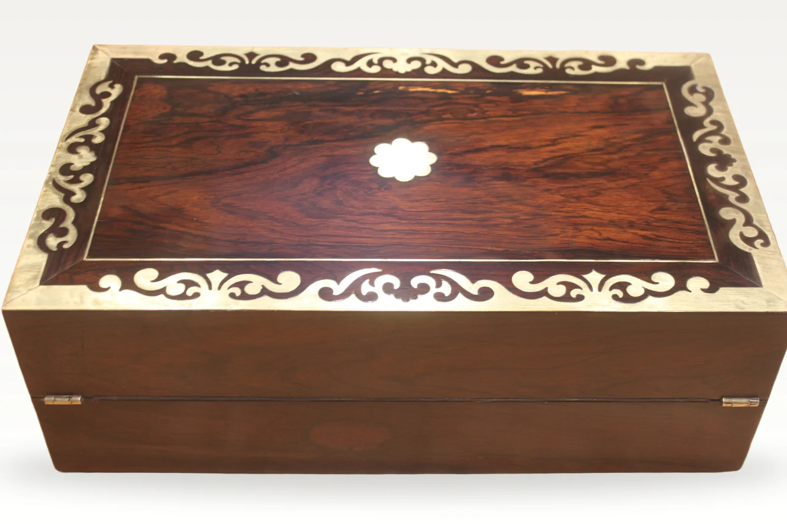 A Regency period rosewood and brass inlaid writing slope + secret drawers 4904 — view 4