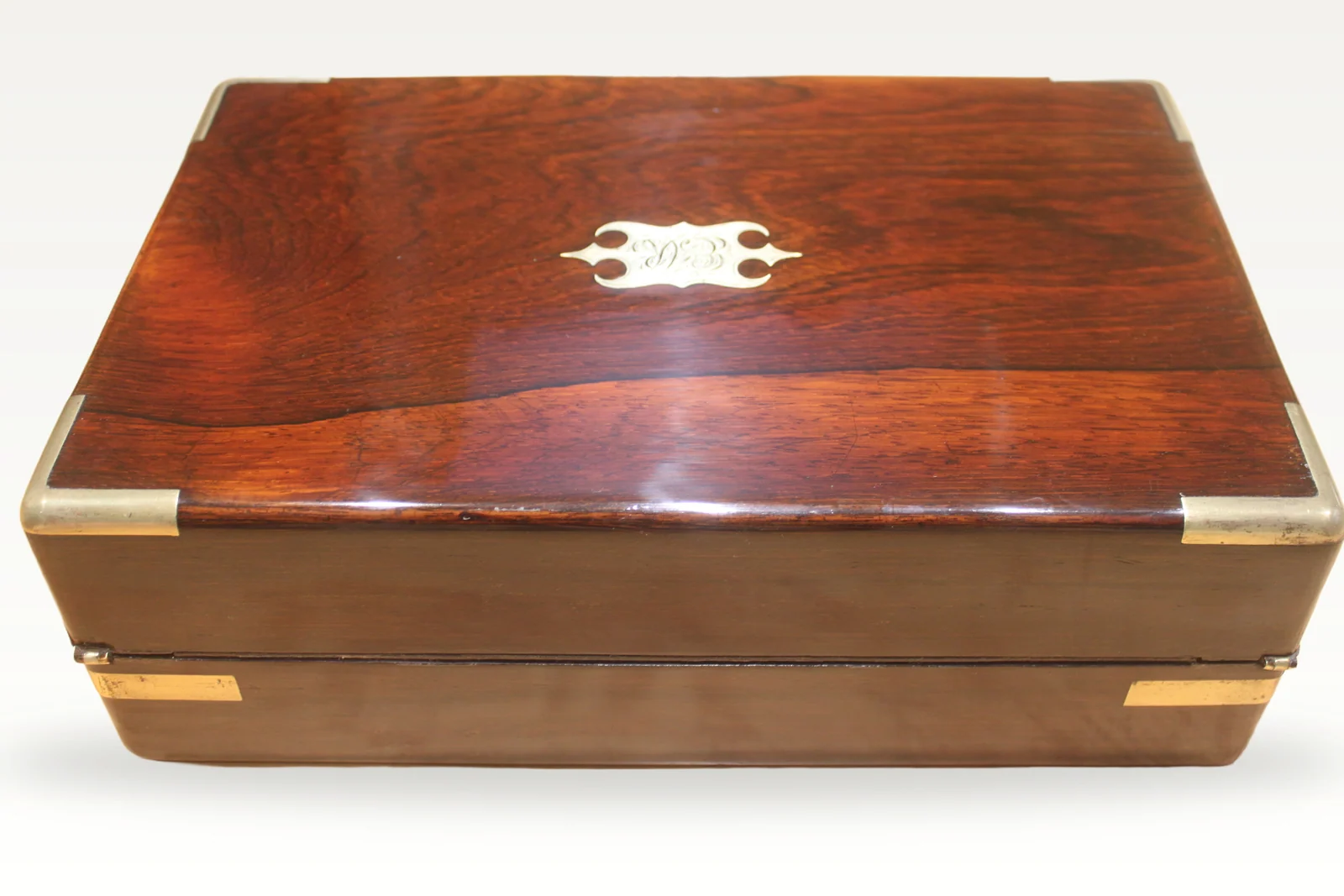 Victorian rosewood and brass bound writing slope — view 5