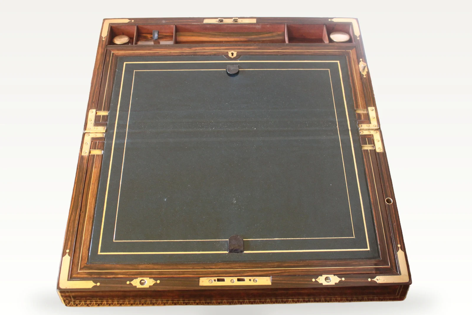 Victorian burr walnut writing slope with secret drawers and compartment. — view 6
