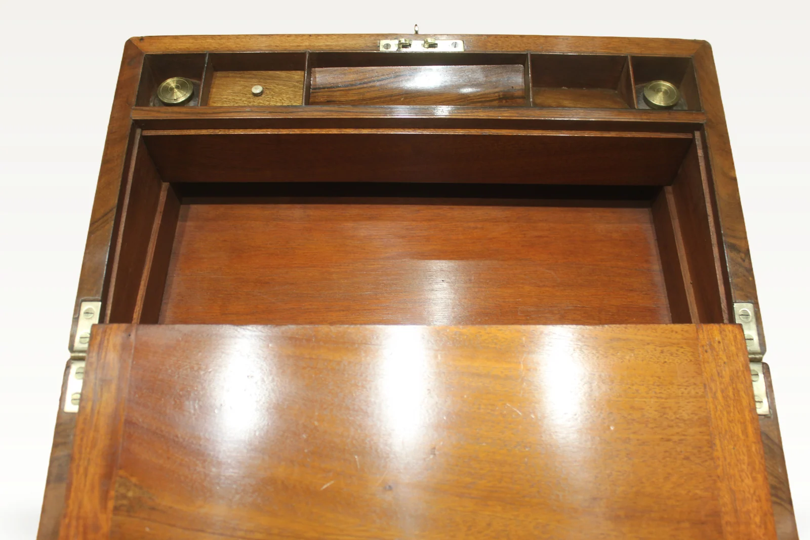 A large Victorian walnut and brass edged writing slope with secret drawers 4905 — view 2