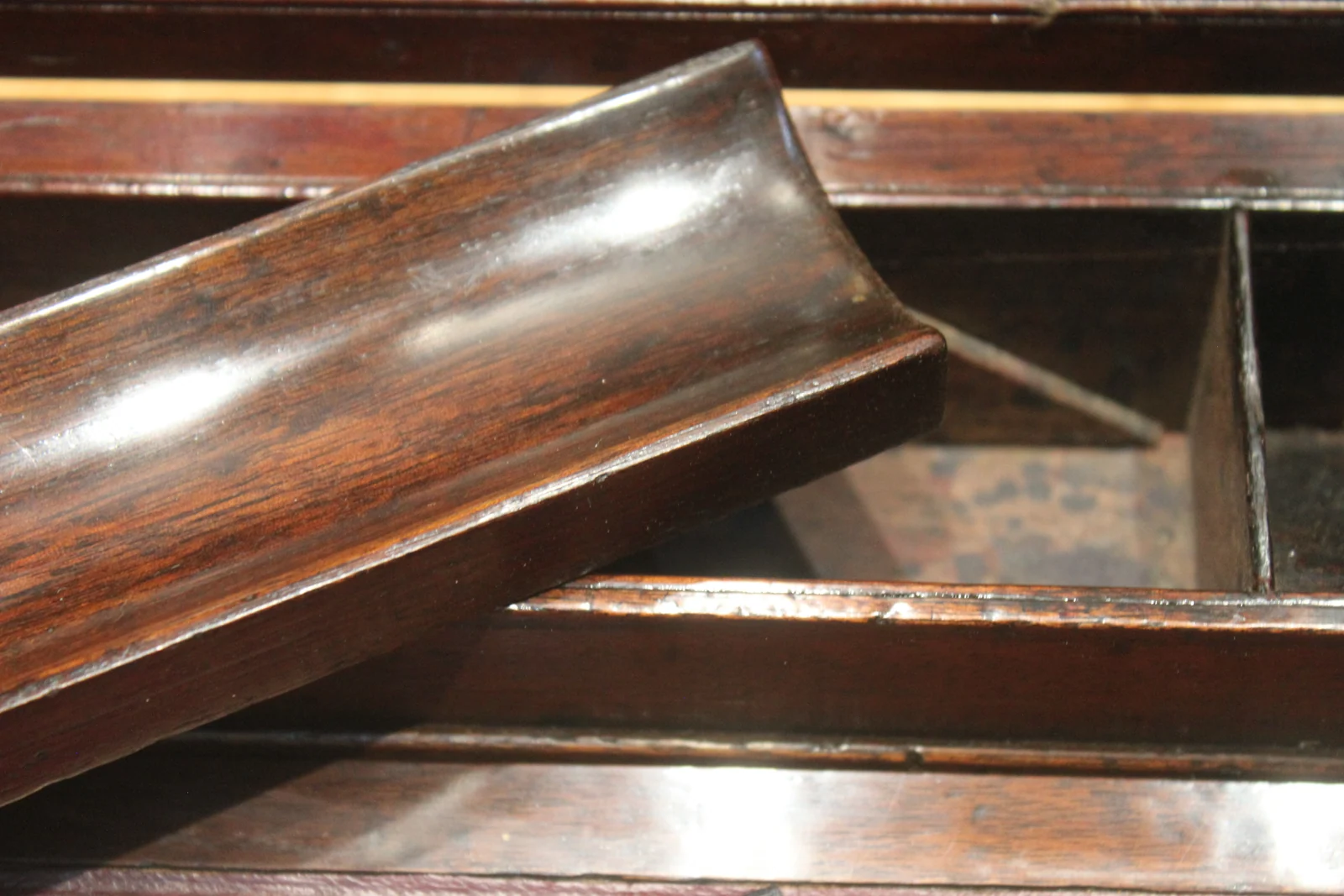 Late Georgian mahogany campaign bi-fold writing slope — view 14