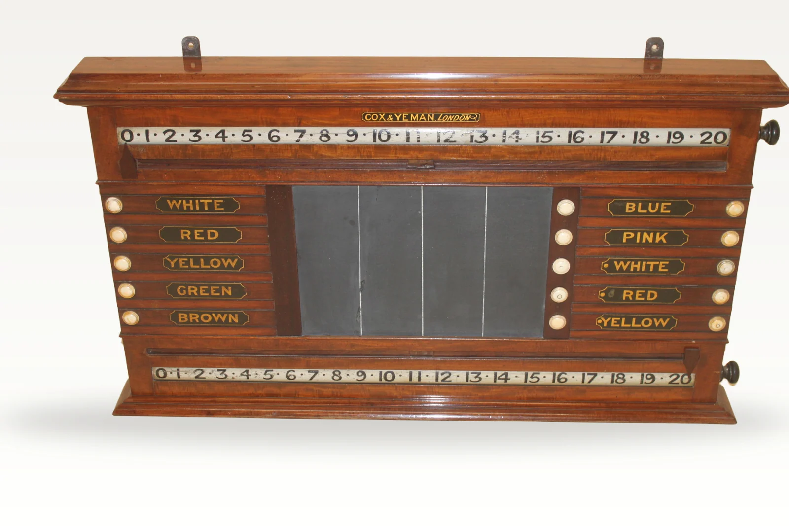 A rare mahogany billiard and Life Pool scoreboard — view 2