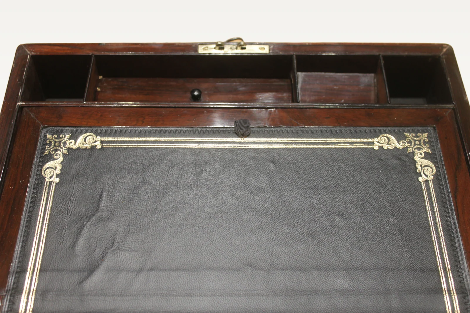 Victorian rosewood and brass bound writing slope — view 8
