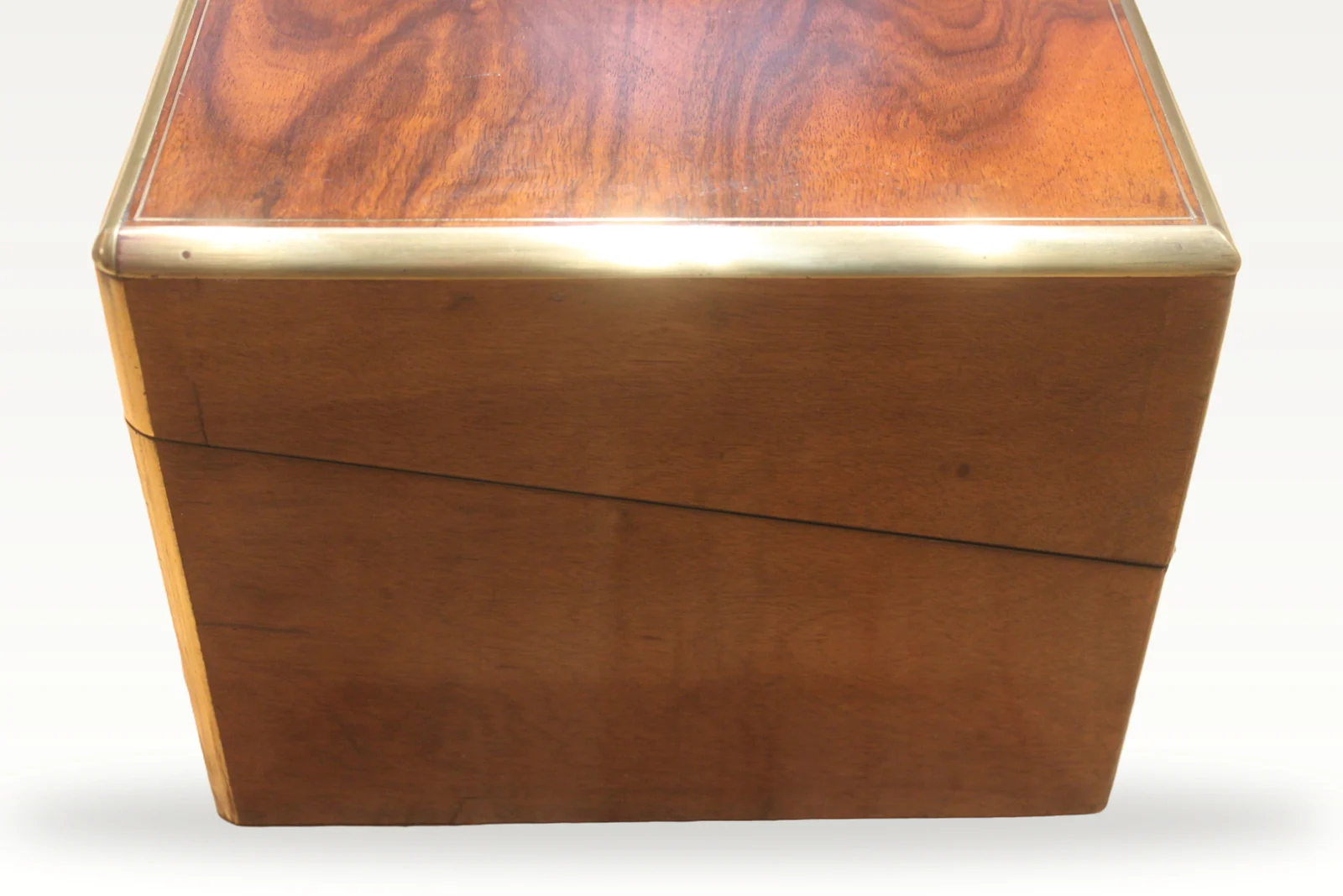 Large Victorian brass figured walnut writing slope with secret drawers 4903 — view 4