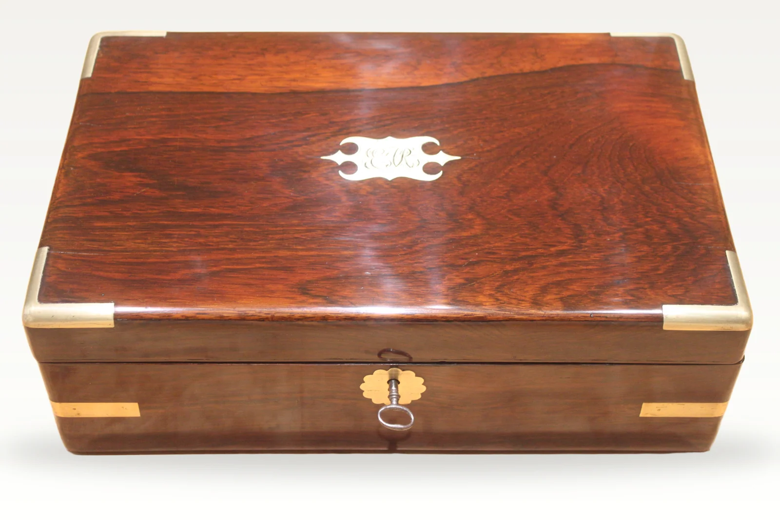 Victorian rosewood and brass bound writing slope