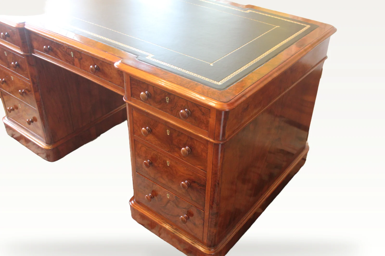 A rare Victorian burr walnut partners desk by Edwards & Roberts — view 4