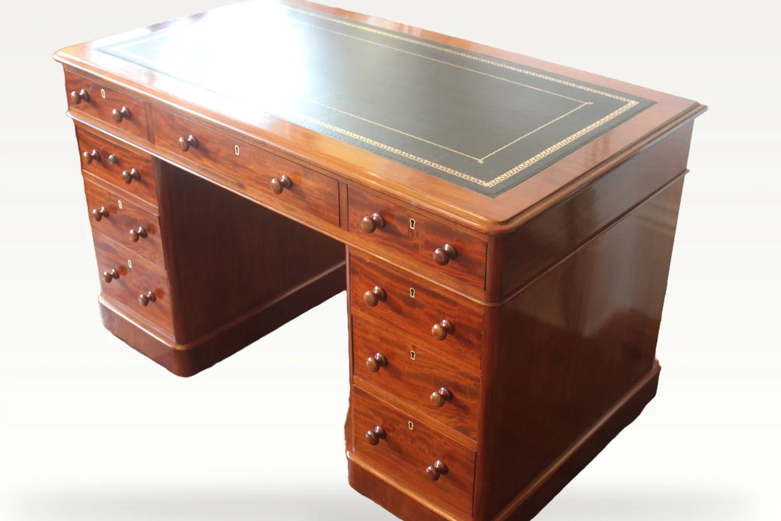 Victorian mahogany pedestal desk by Edwards & Roberts — view 5