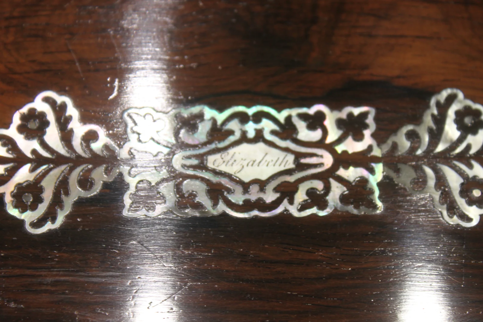 Rosewood and MOP writing slope by George Austin, Dublin — view 5