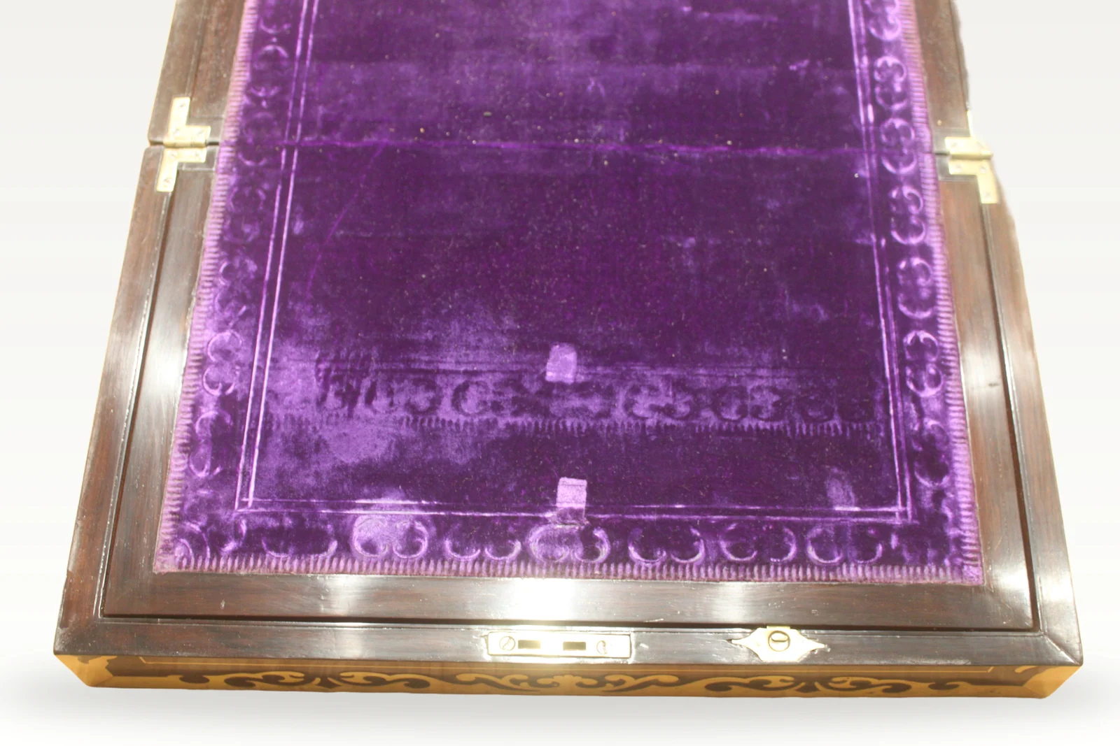 A Regency period rosewood and brass inlaid writing slope + secret drawers 4904 — view 12