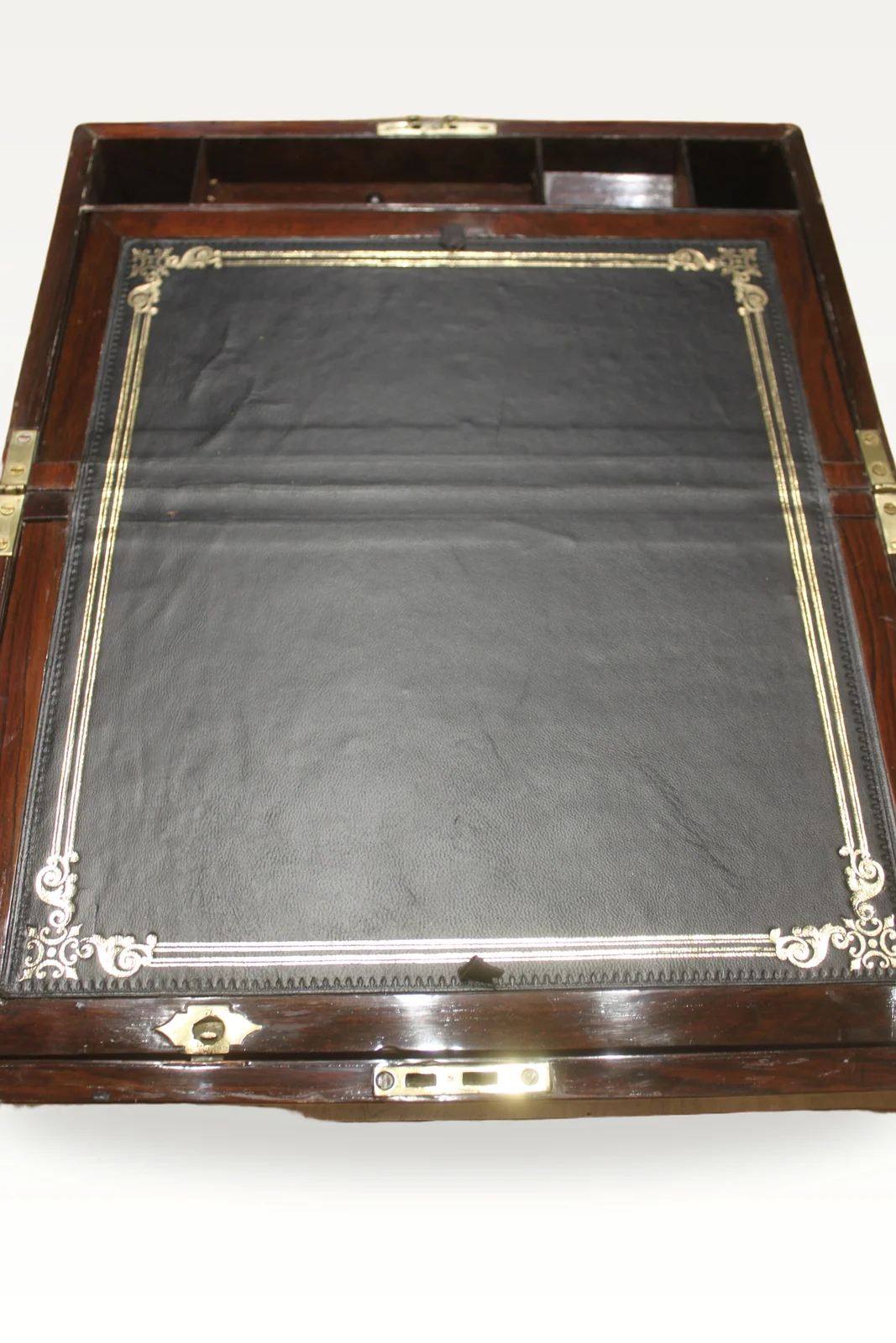 Victorian rosewood and brass bound writing slope — view 7