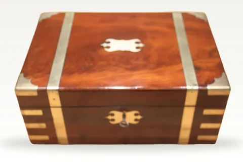 Campaign style mahogany writing slope with secret drawers