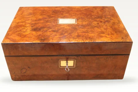 Victorian burr walnut writing slope
