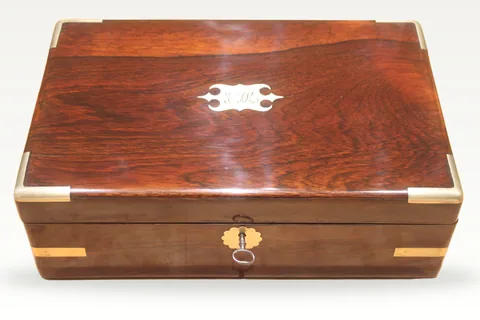 Victorian rosewood and brass bound writing slope