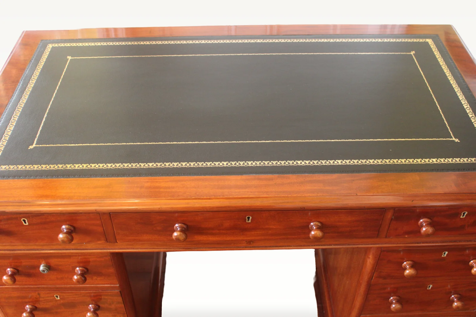 Victorian mahogany pedestal desk by Edwards & Roberts — view 3