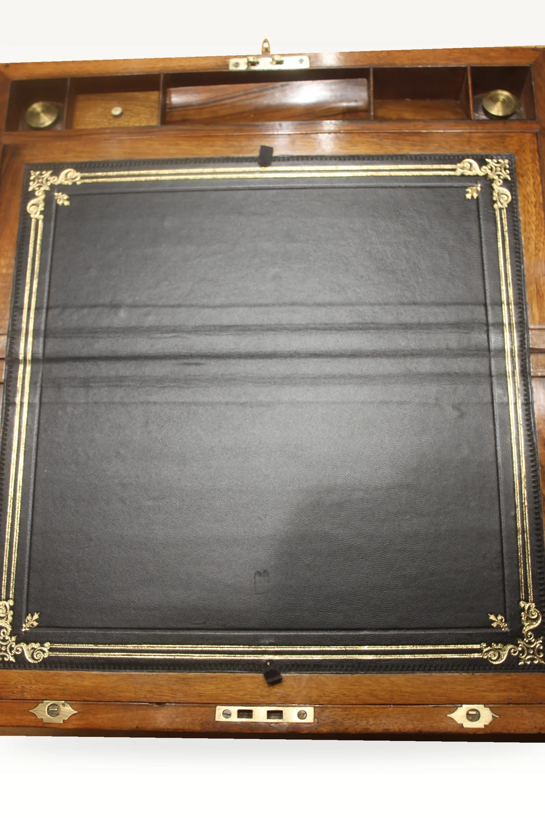 A large Victorian walnut and brass edged writing slope with secret drawers 4905 — view 9