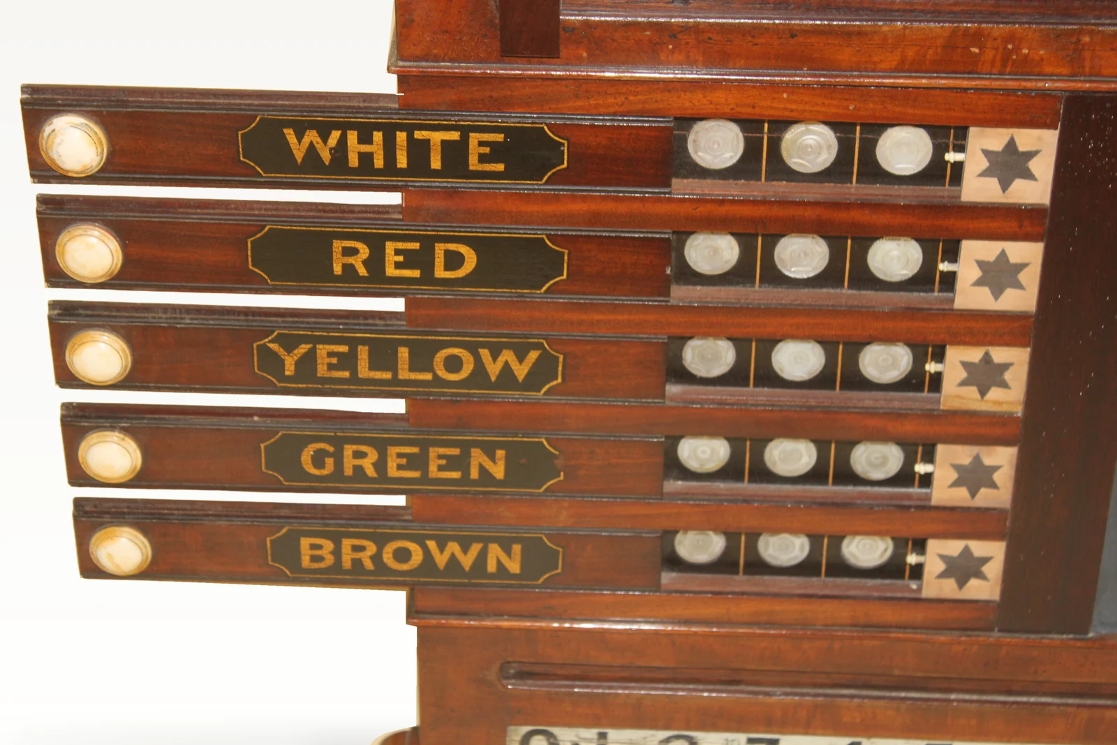 A rare mahogany billiard and Life Pool scoreboard — view 3