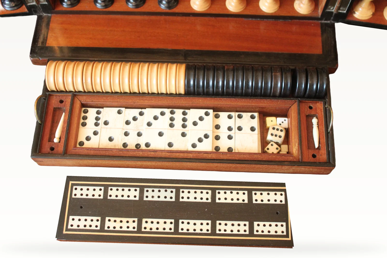 Victorian burr walnut games compendium — view 8