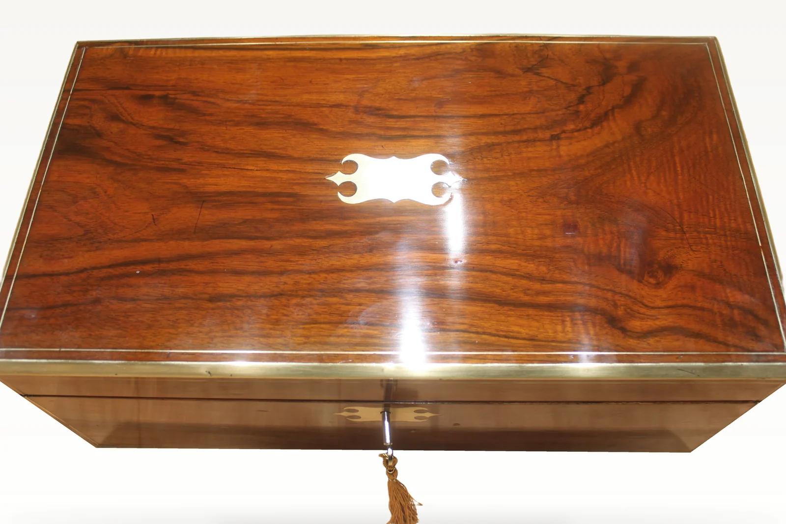 A large Victorian walnut and brass edged writing slope with secret drawers 4905 — view 4