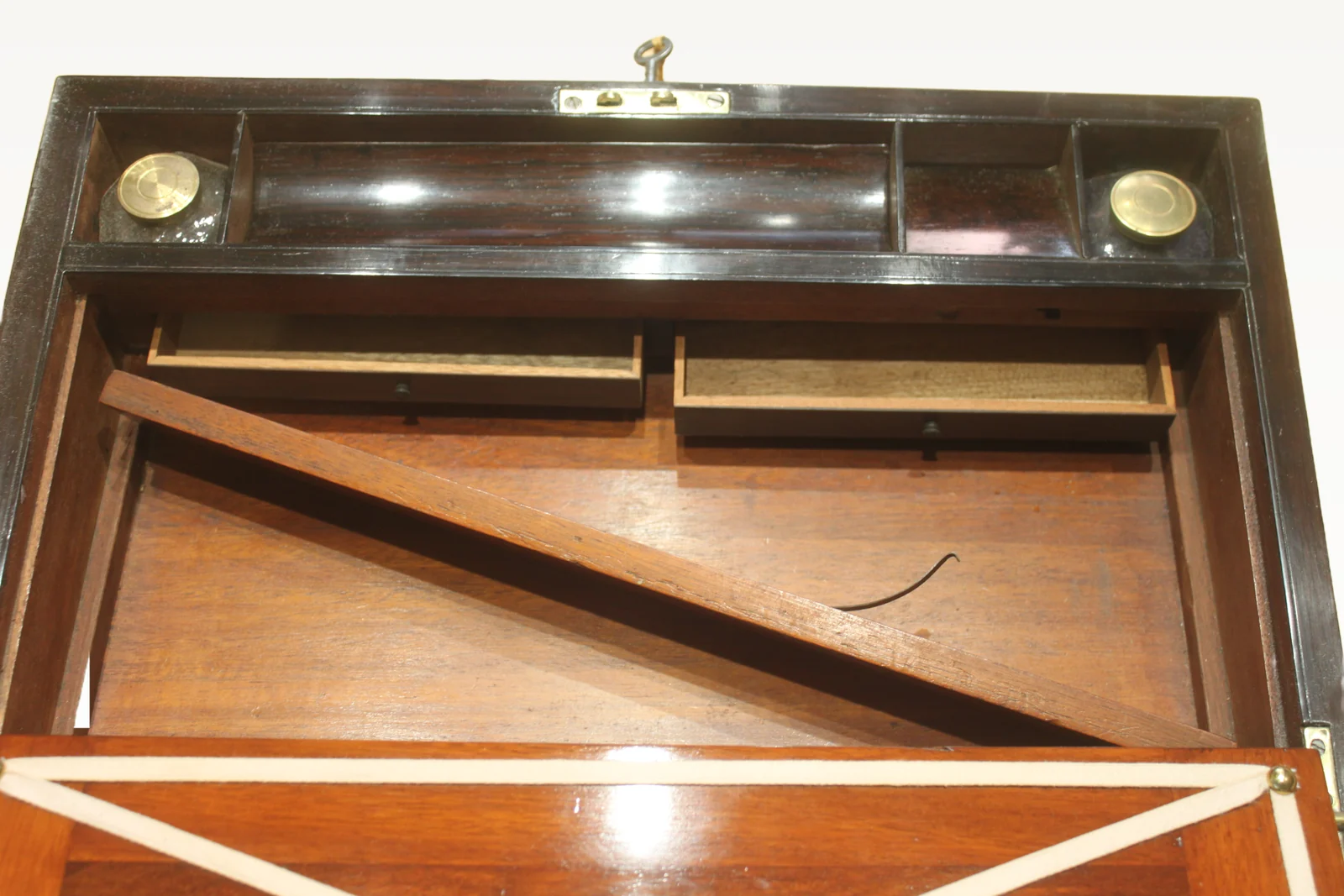 A Regency period rosewood and brass inlaid writing slope + secret drawers 4904 — view 10