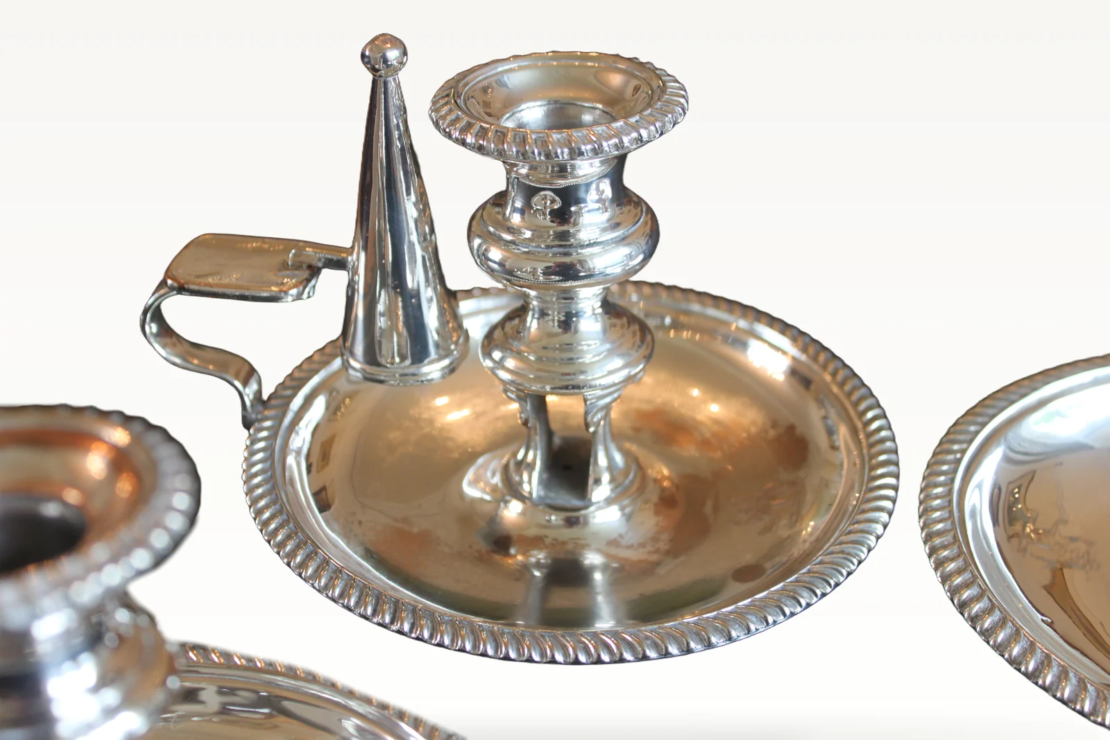 A rare set of four early 19th century silver plated chamber sticks — view 5