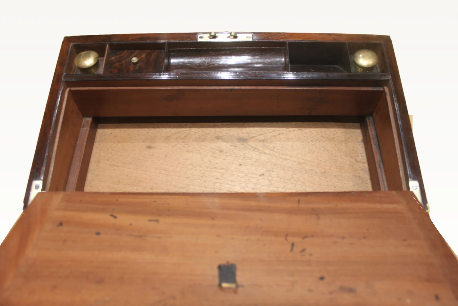 A substantial and impressive late Georgian rosewood and brass inlaid writing slo — view 9