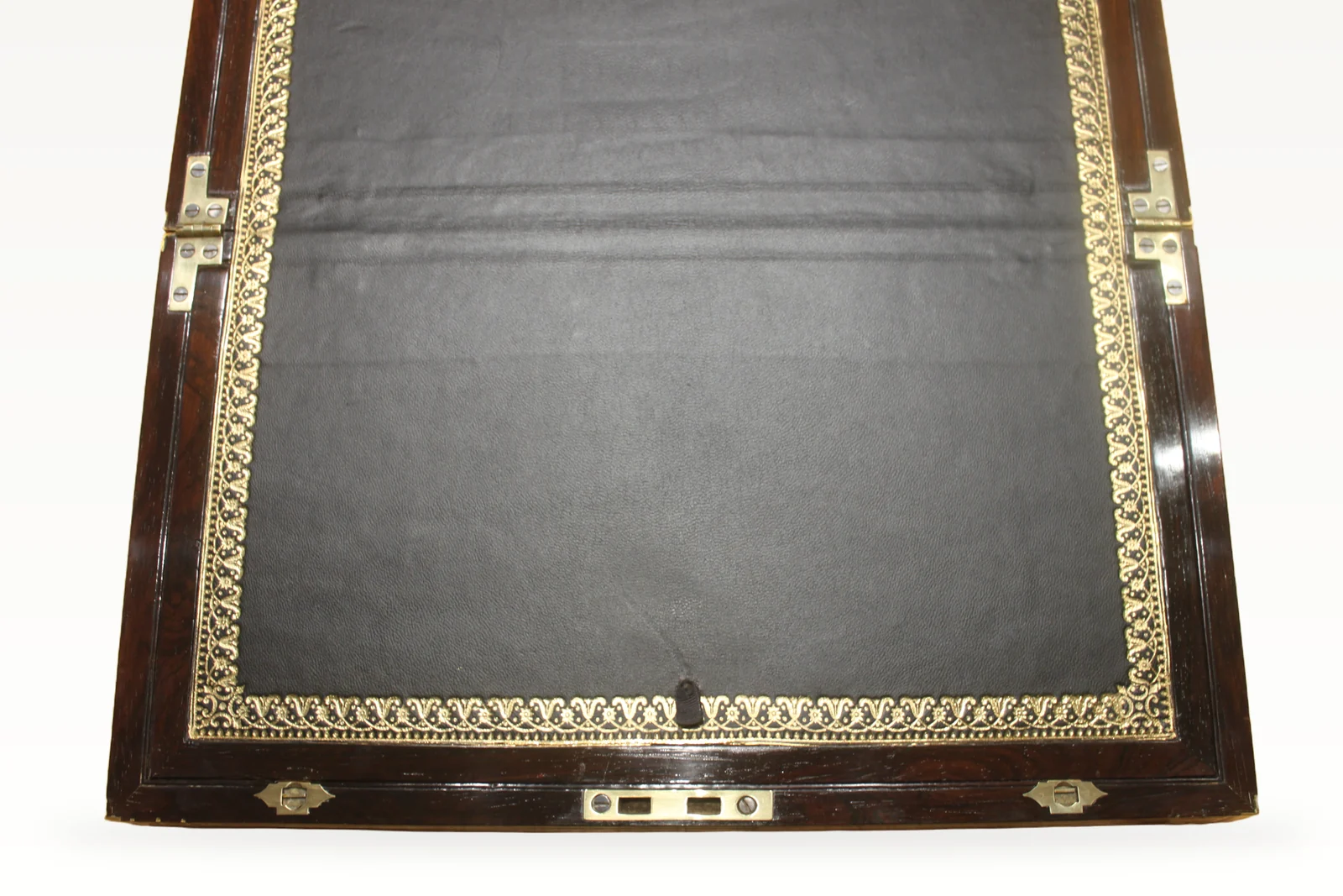 A substantial and impressive late Georgian rosewood and brass inlaid writing slo — view 6