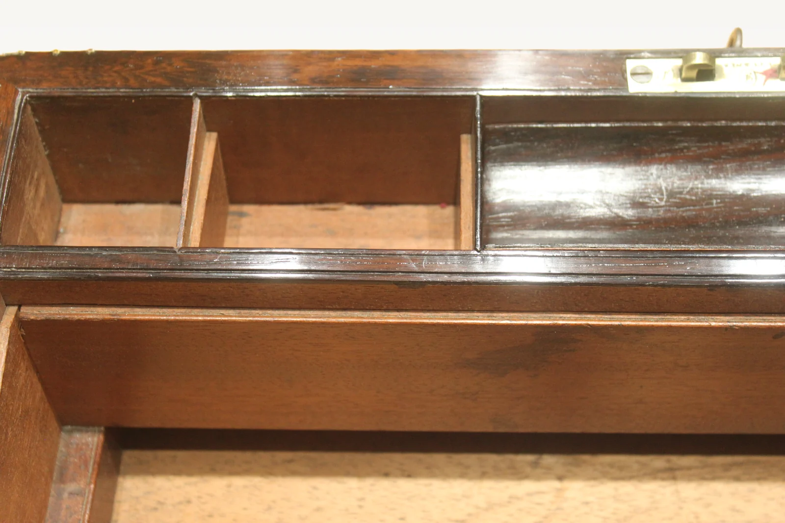 A substantial and impressive late Georgian rosewood and brass inlaid writing slo — view 11