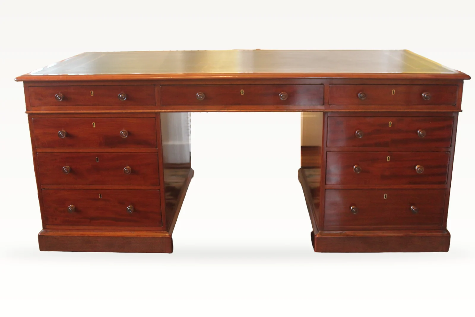 Late Georgian mahogany pedestal desk — view 2