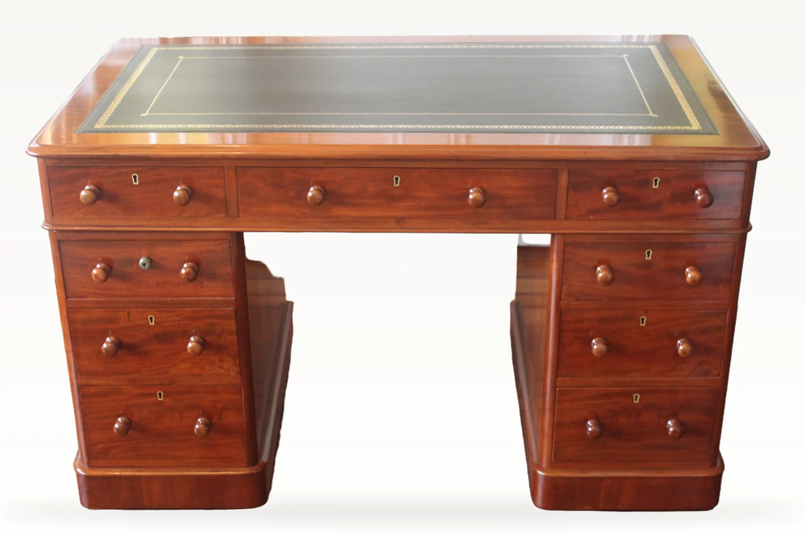 Victorian mahogany pedestal desk by Edwards & Roberts