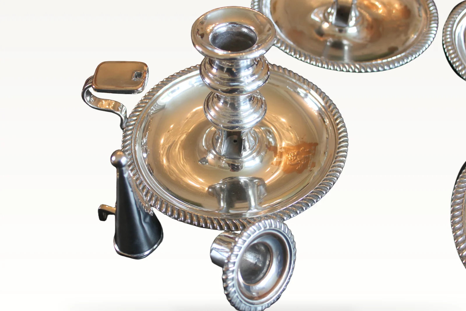 A rare set of four early 19th century silver plated chamber sticks — view 7