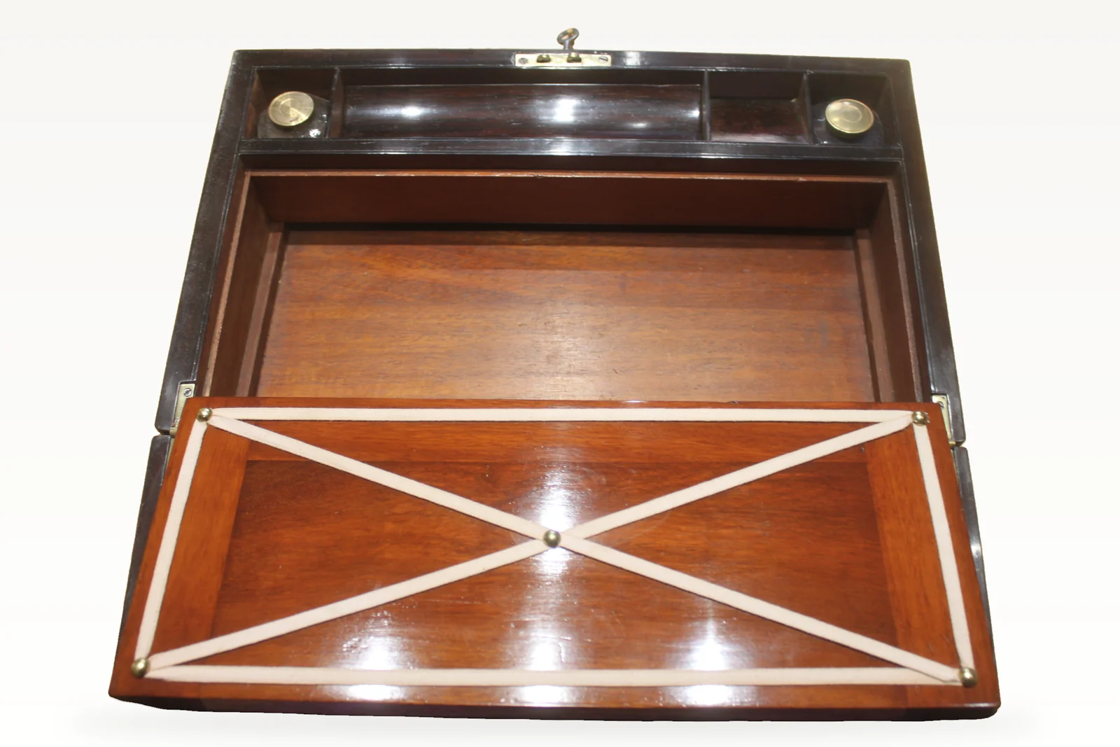 A Regency period rosewood and brass inlaid writing slope + secret drawers 4904 — view 9