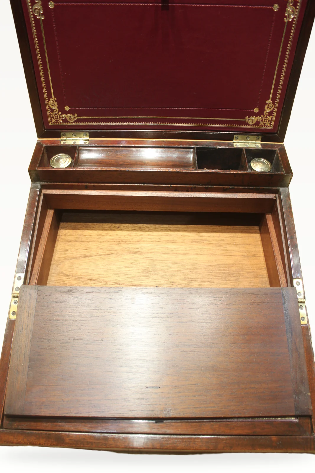 Late Georgian mahogany campaign bi-fold writing slope — view 7