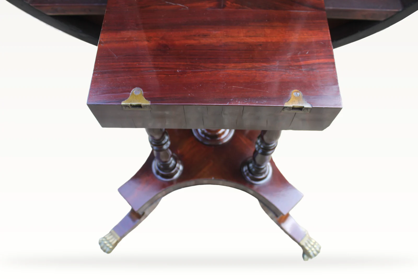 Regency period rosewood and brass inlaid centre or breakfast table — view 13