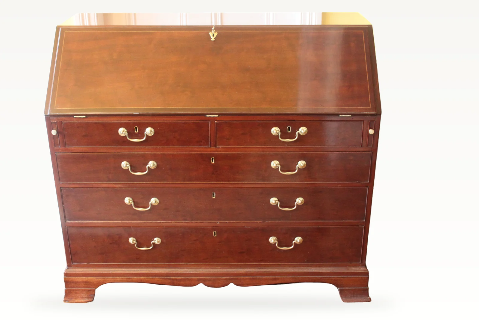 A large George III mahogany bureau with fitted interior — view 2