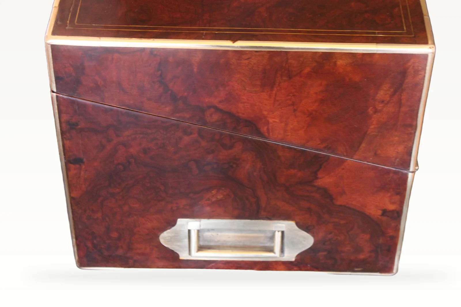 Victorian burr walnut writing slope with secret drawers and compartment. — view 3